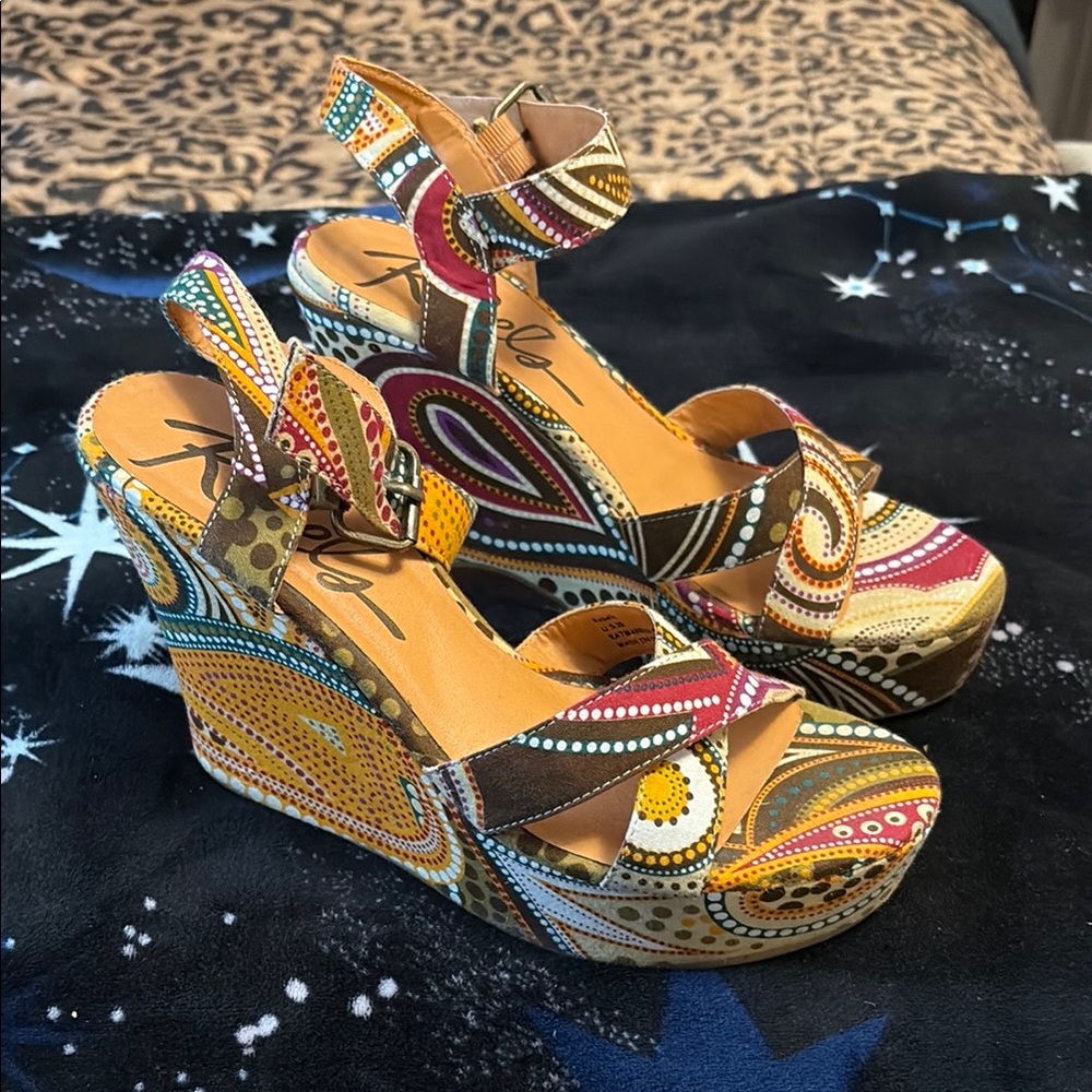 Multicolor Wedge Sandals